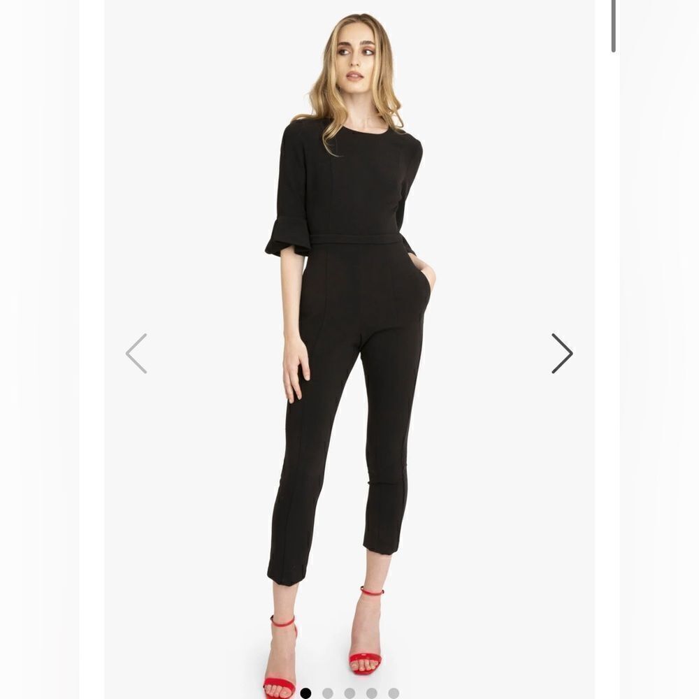 Black halo Brooklyn jumpsuit 12 ruffle slim fit Corpcore goth Whimsigoth